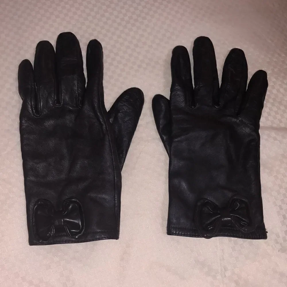 Women’s Vintage genuine leather bow gloves elegant classy luxe